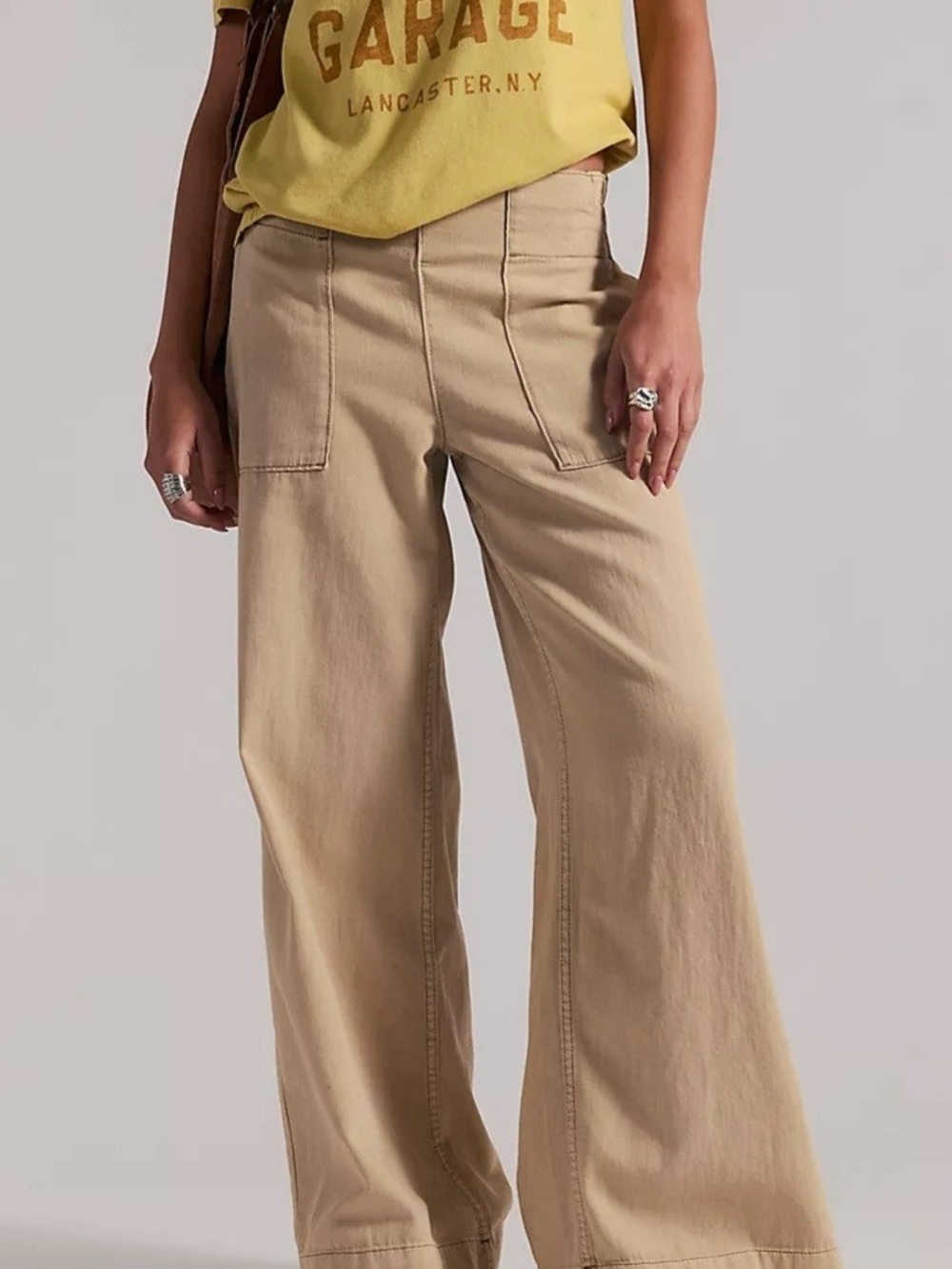 WE THE FREE Womens Wide Leg High Waisted Pants in Tan
